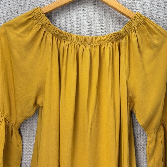 Anthropologie Solitaire Yellow Floral Embroidered Shift Dress Sz S Boho Peasant - Picture 8 of 11